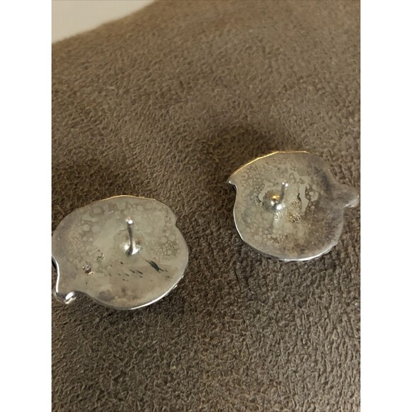 Vintage South Western Sterling Silver/ Amethyst ~ Leaf Design Stud Earrings - Picture 6 of 6